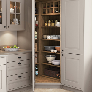 Classic kitchen with open kitchen pantry unit