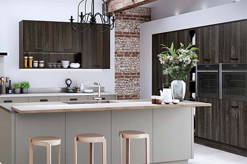 Madoc - Wood effect modern kitchen.